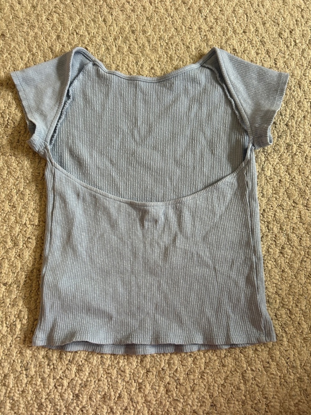aerie Ribbed Scoop-Back Crop Top in Light Blue